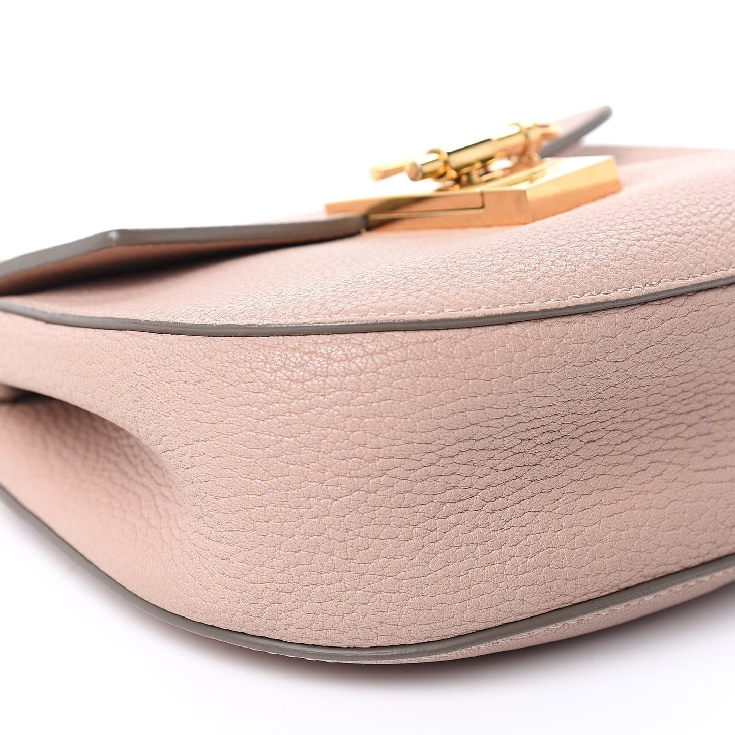 Grained Lambskin Mini Drew Shoulder Bag Cement Pink