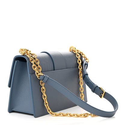 Christian Dior Grained Calfskin Embossed 30 Montaigne Chain Flap Bag Blue 3 of 12