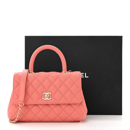 Chanel Caviar Quilted Mini Coco Handle Flap Coral 12 of 12