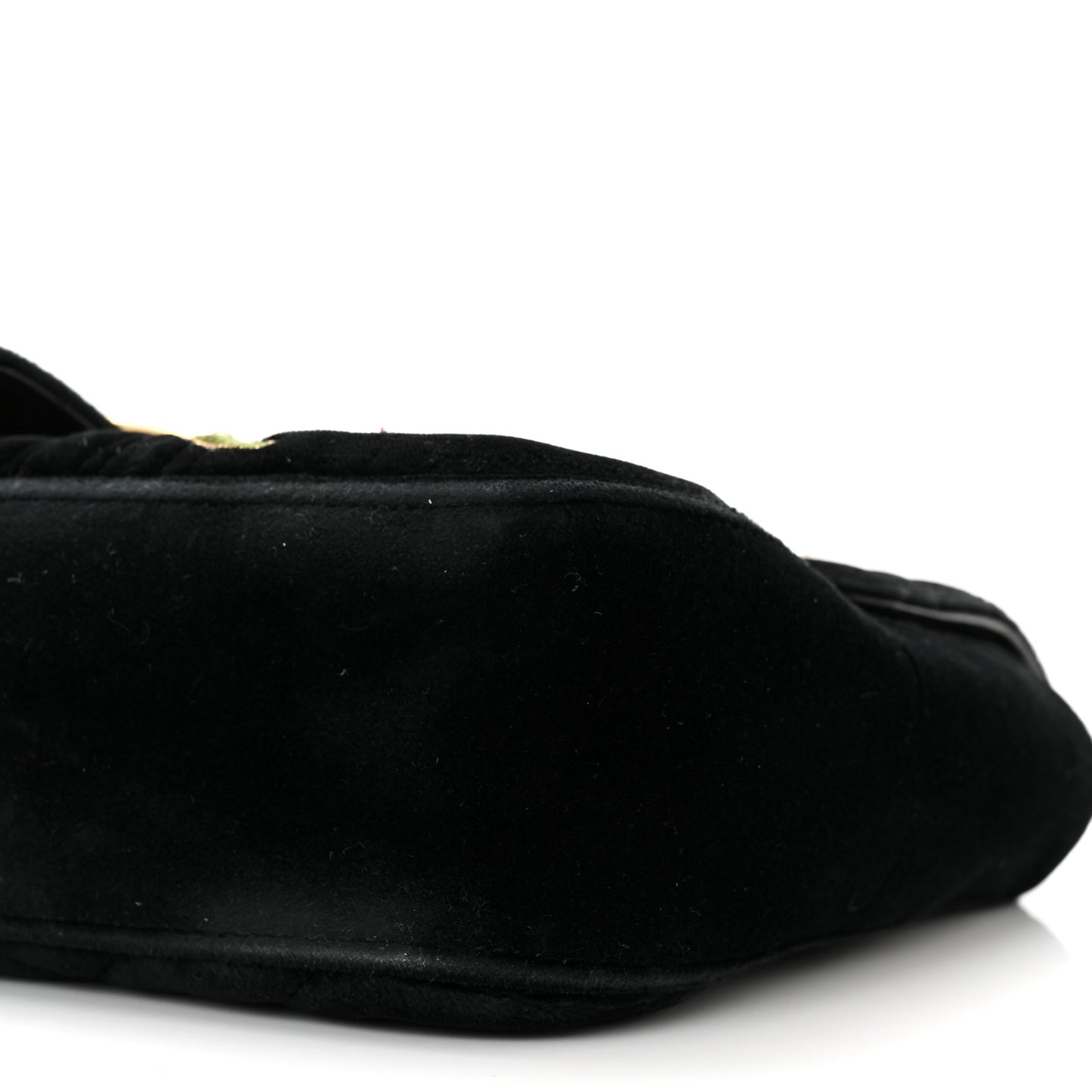 Velvet Matelasse Loved Embroidered Medium GG Marmont Shoulder Bag Black