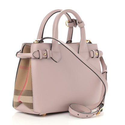 Burberry Grainy Calfskin House Check Small Banner Tote Pale Orchid 3 of 10