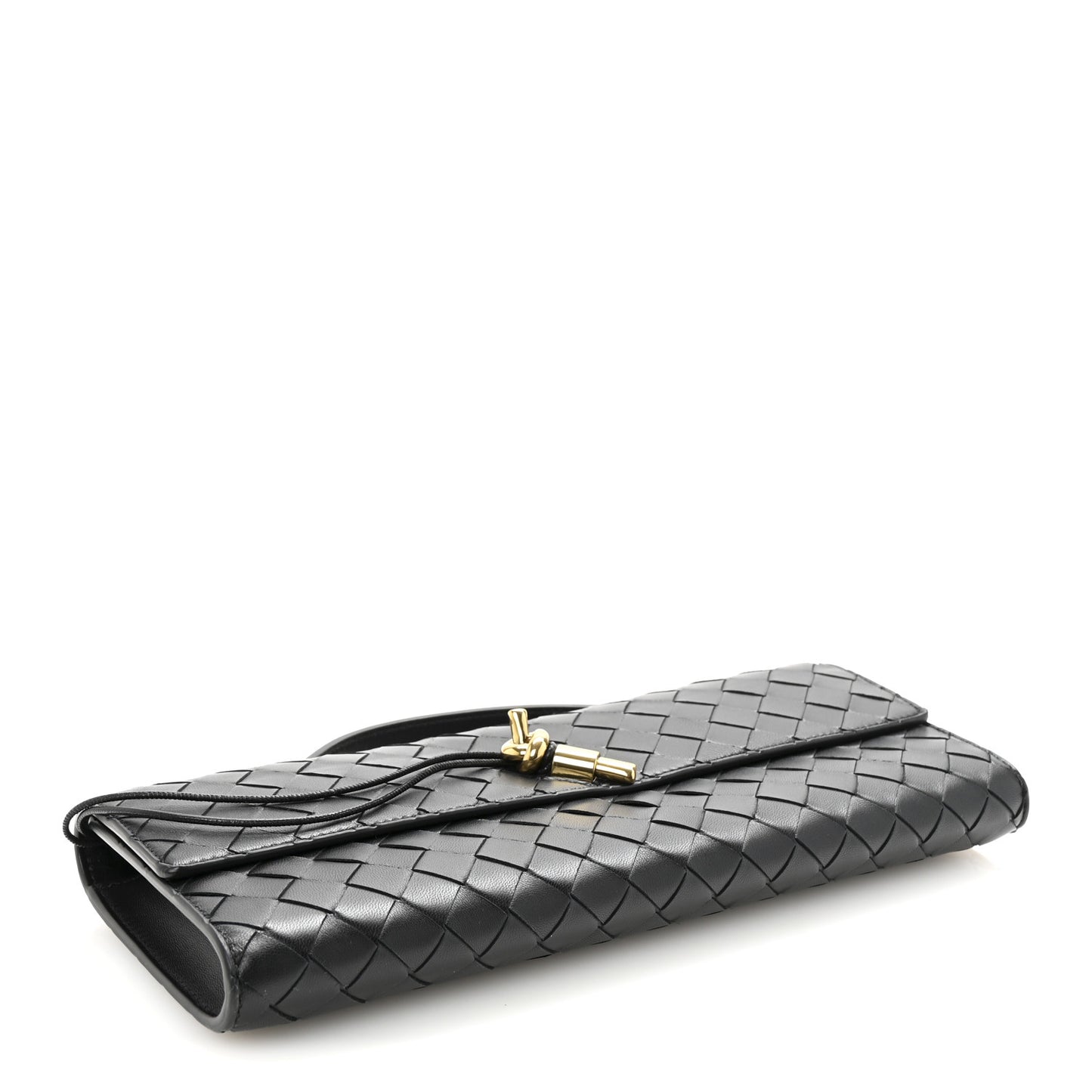 Nappa Intrecciato Long Andiamo Top Handle Clutch Black