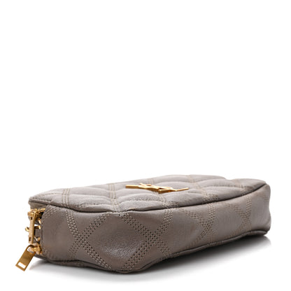 Saint Laurent Grained Lambskin Quilted Mini Becky Double Zip Bag Taupe 4 of 8