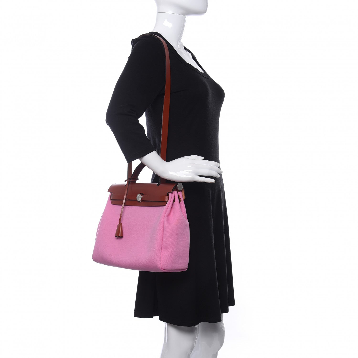 Hermes Military Toile Vache Hunter Herbag Zip Retourne PM 31 Bubblegum 2 of 14