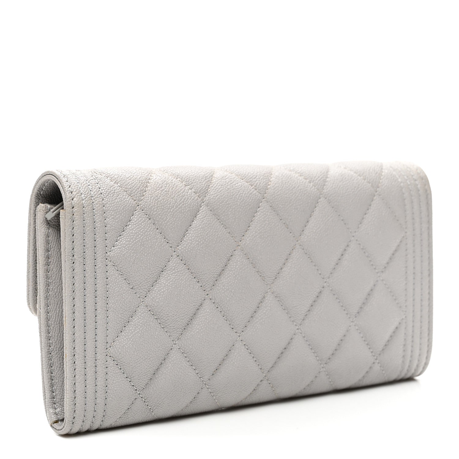 Chanel Caviar Quilted Large Boy Gusset Flap Wallet Grey 3 of 8
