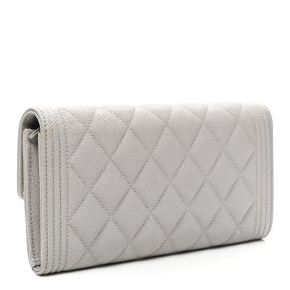 Chanel Caviar Quilted Large Boy Gusset Flap Wallet Grey 3 of 8