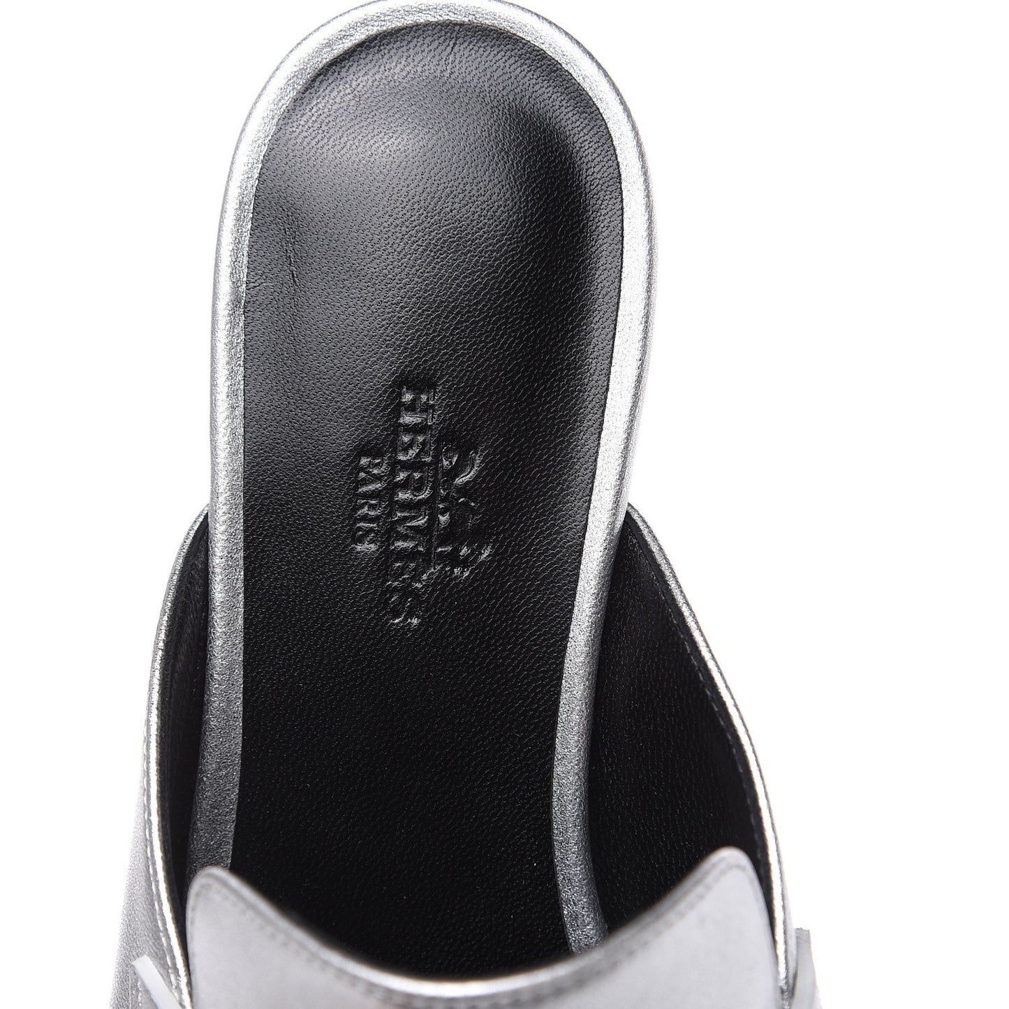 Metallic Nappa Trocadero Mule 37 Gris Argento