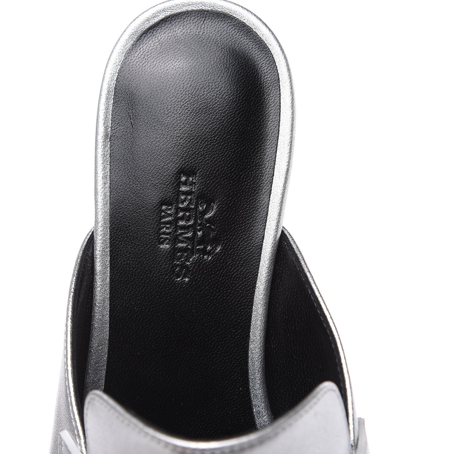Hermes Metallic Nappa Trocadero Mule 37 Gris Argento 7 of 9