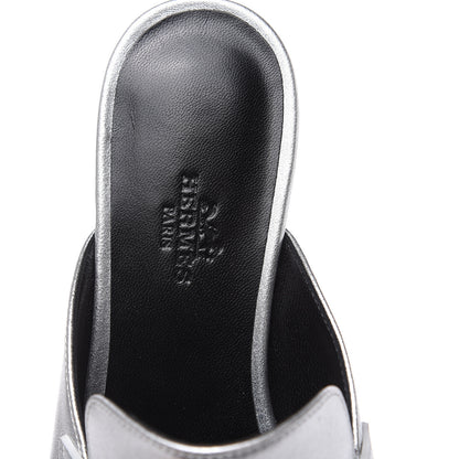 Hermes Metallic Nappa Trocadero Mule 37 Gris Argento 7 of 9