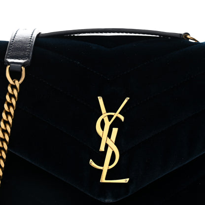 Saint Laurent Velvet Y Quilted Monogram Small Loulou Chain Satchel Medium Blue 8 of 10