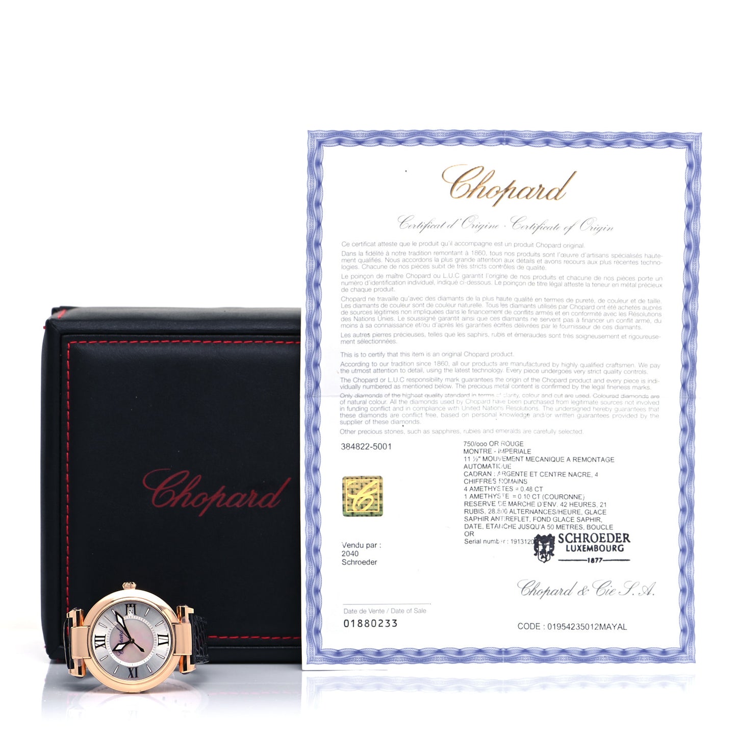 18K Rose Gold Alligator Mother of Pearl 36mm Imperiale Automatic Watch