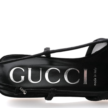 Gucci Tela Retino Kid Scamosciato Crystal GG Monogram Square Demi Ballet Flats 37 Black 6 of 8