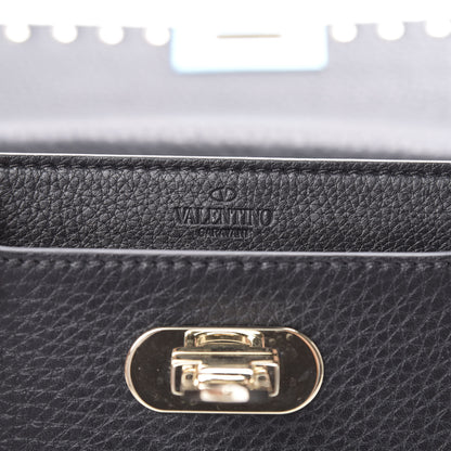 Valentino Garavani Grained Calfskin Medium Rockstud Chain Bag Black 7 of 10