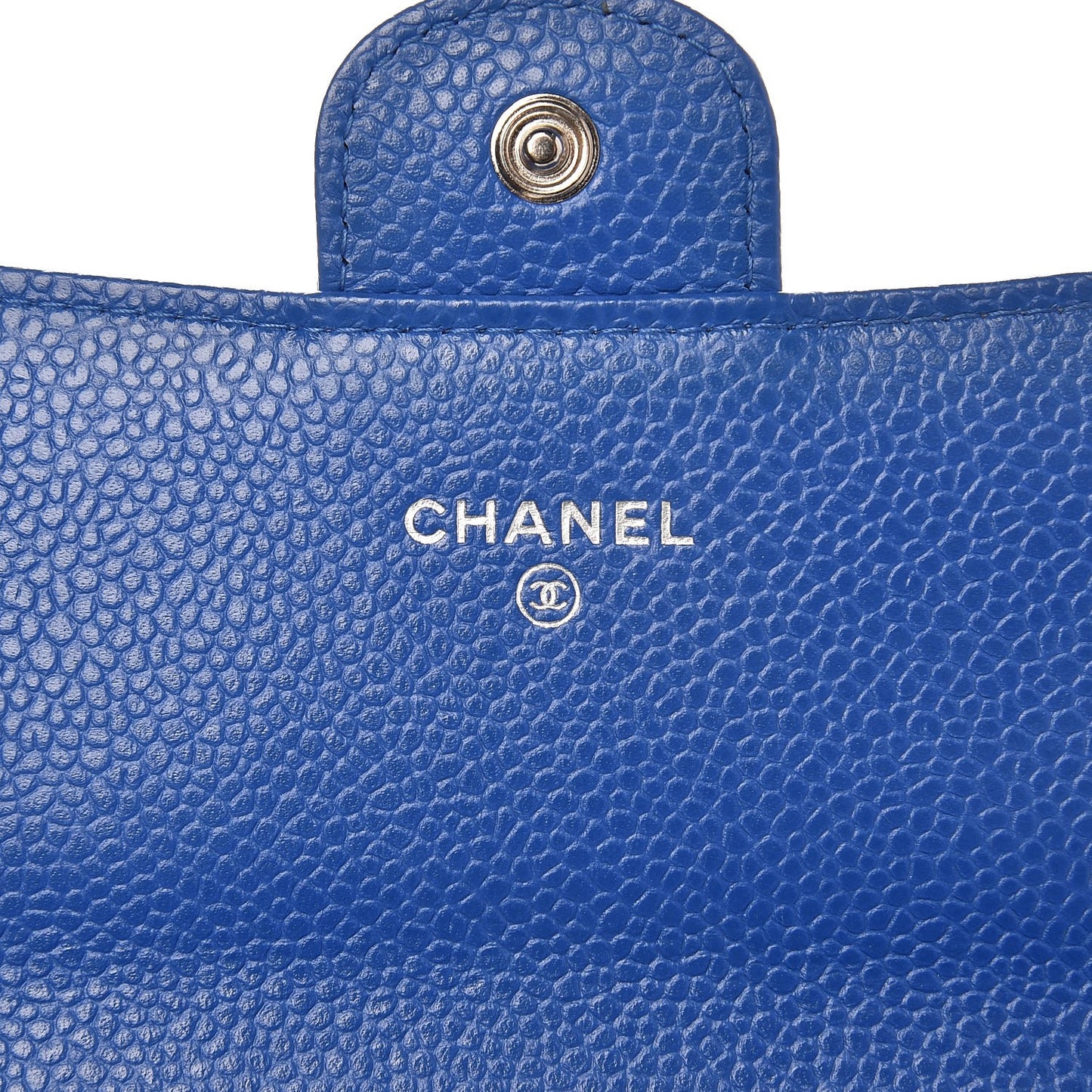 Caviar Quilted Large Gusset Flap Wallet Blue