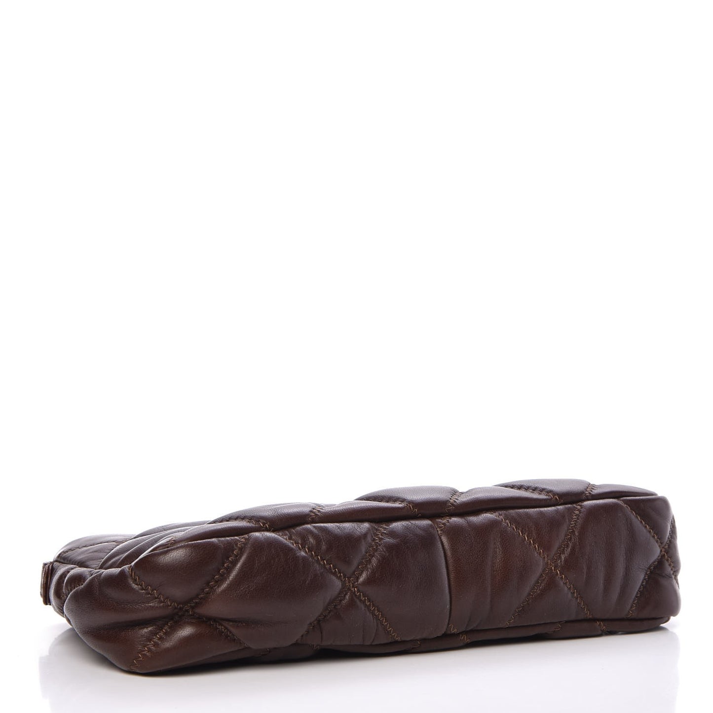 Lambskin Quilted Pochette Brown