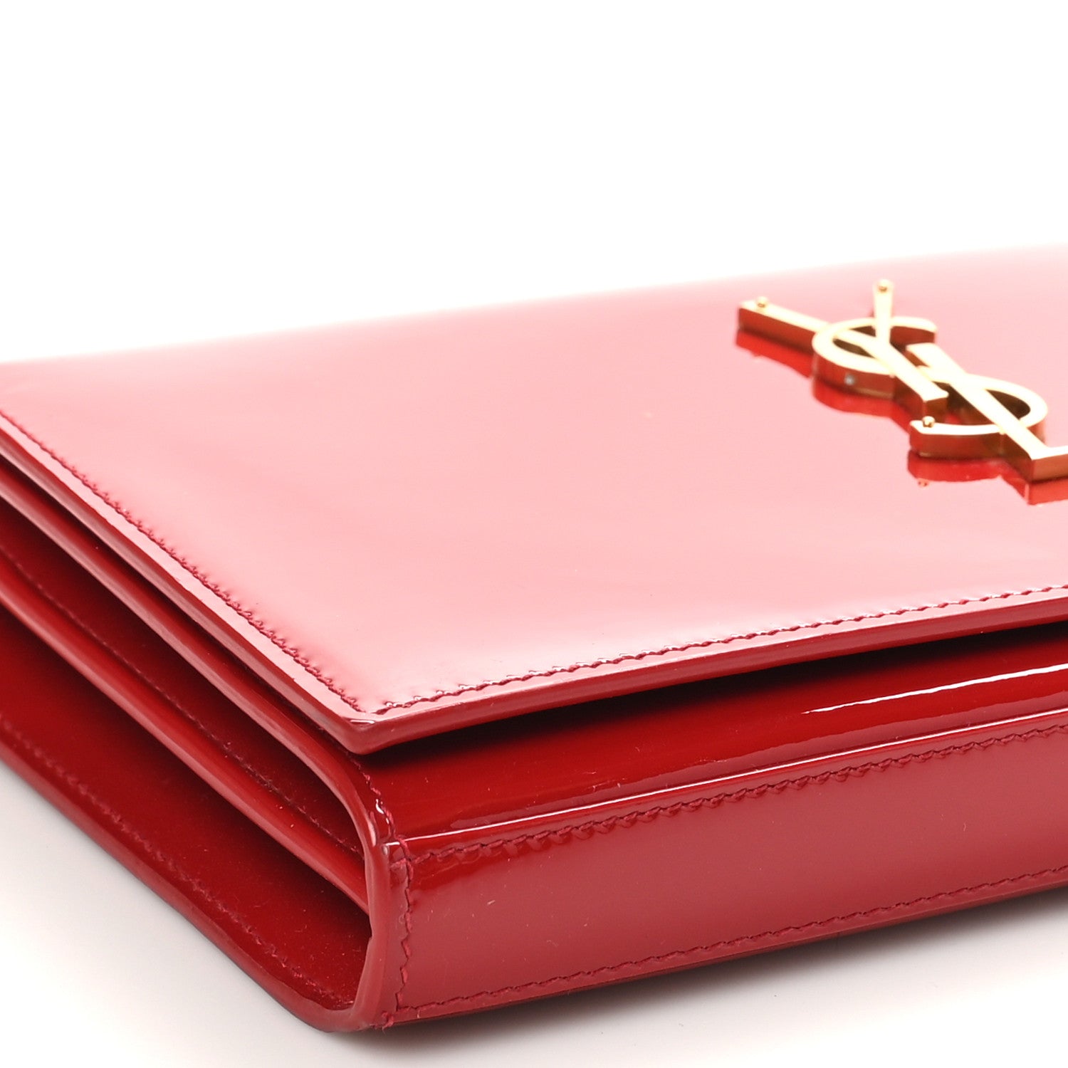 Saint Laurent Patent Calfskin Monogram Kate Wallet On Chain Rouge Eros 8 of 11