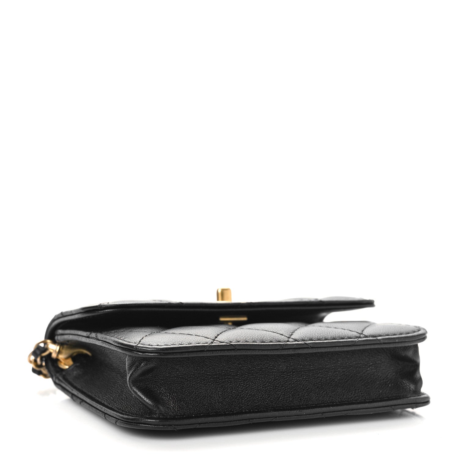 Chanel Lambskin Quilted Pearl Crush Clutch With Chain Black 4 of 10