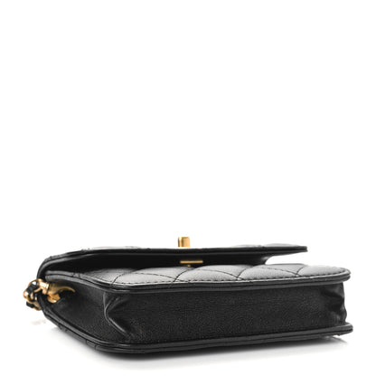 Chanel Lambskin Quilted Pearl Crush Clutch With Chain Black 4 of 10