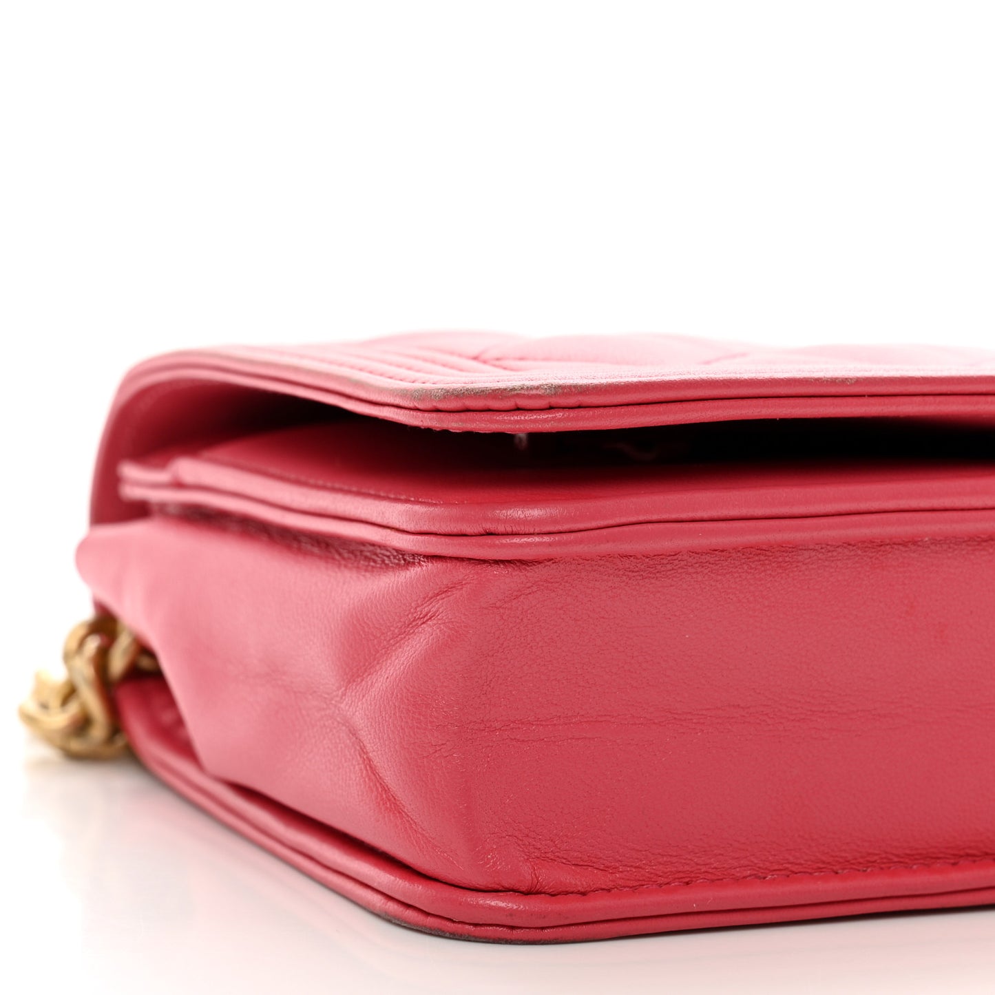 Lambskin Quilted Boy Wallet On Chain WOC Pink