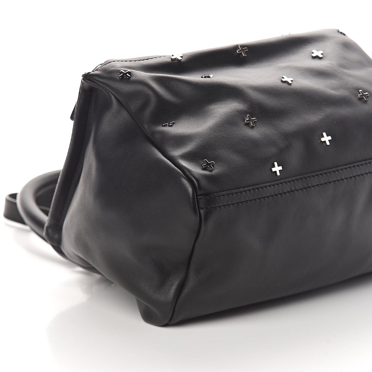 Calfskin Cross Embellished Small Pandora Black