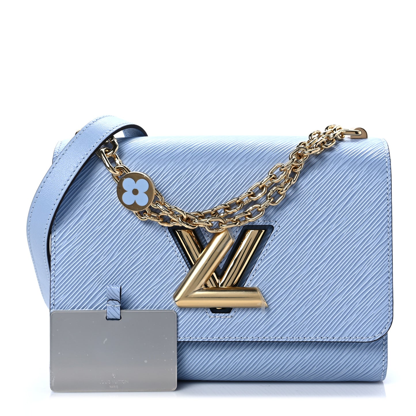 Epi Twist Monogram Flower Chain Shoulder Bag MM Blue