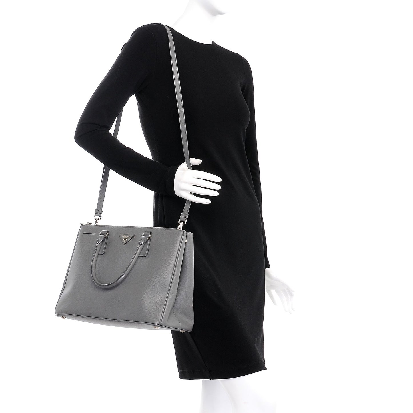 Saffiano Medium Galleria Double Zip Tote Marmo