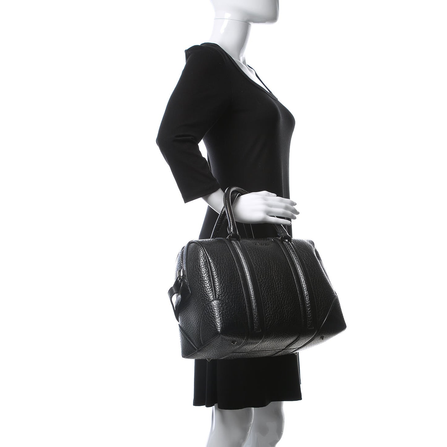 Glazed Pebbled Calfskin Medium Lucrezia Black