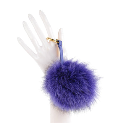 Fendi Fox Fur Vitello Elite Pom Pom Bag Charm Viola Cassis 2 of 4