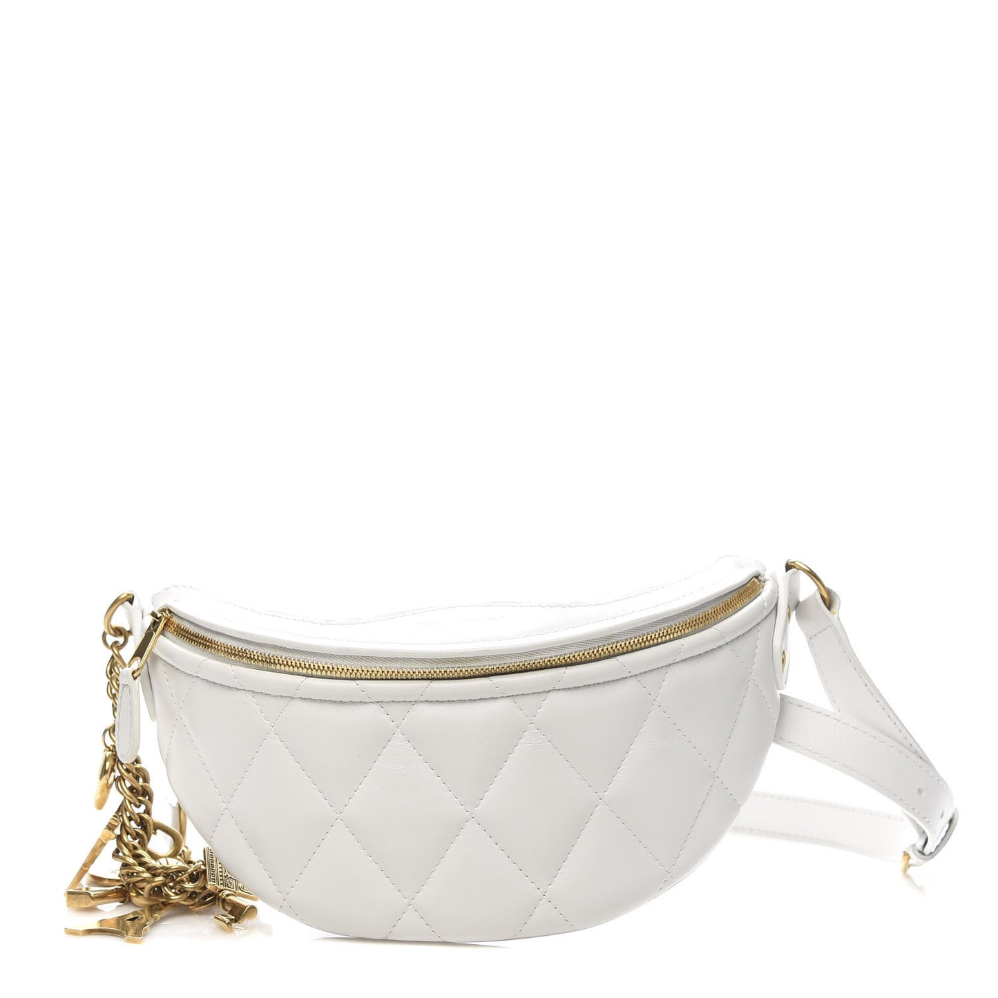Calfskin Quilted Charms XXS Souvenir Belt Bag White