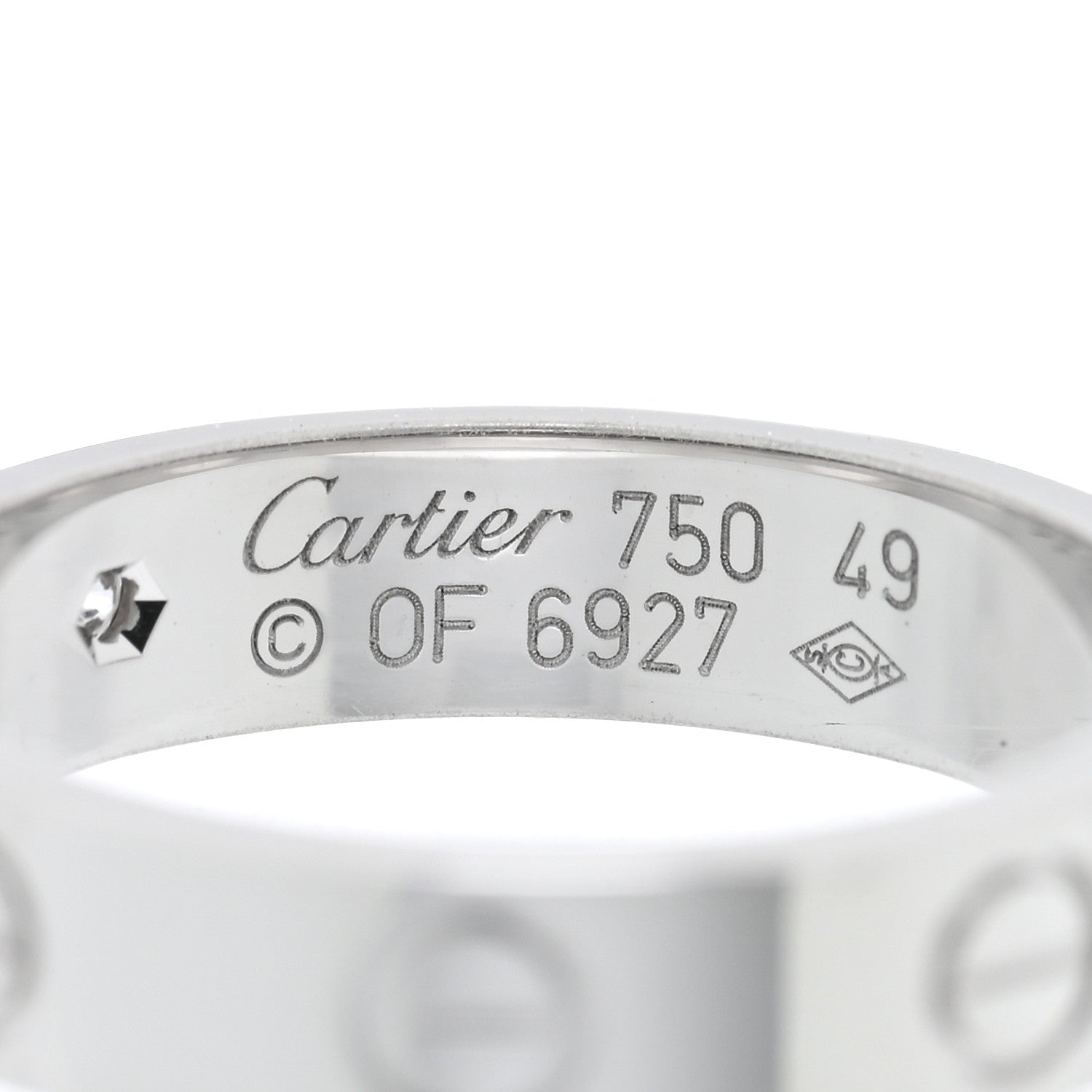 Cartier 18K White Gold Diamond 4mm LOVE Wedding Band Ring 49 4.75 4 of 5