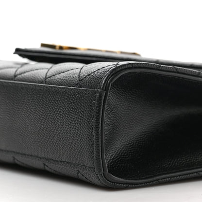 Saint Laurent Grain De Poudre Textured Mixed Matelasse Triquilt Medium Monogram Satchel Black 8 of 13