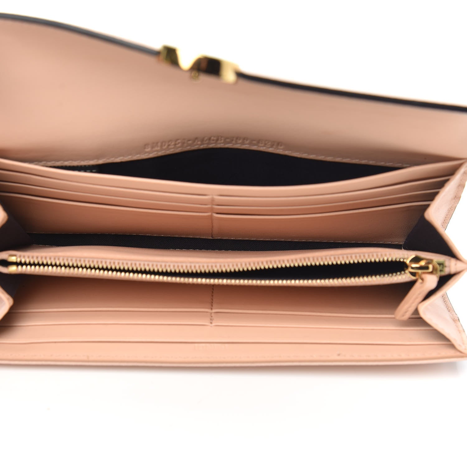 Fendi Vitello Cruise F is Fendi Bi-Color FF 1974 Embossed Continental Envelope Wallet Maya Black Light Rose 5 of 9
