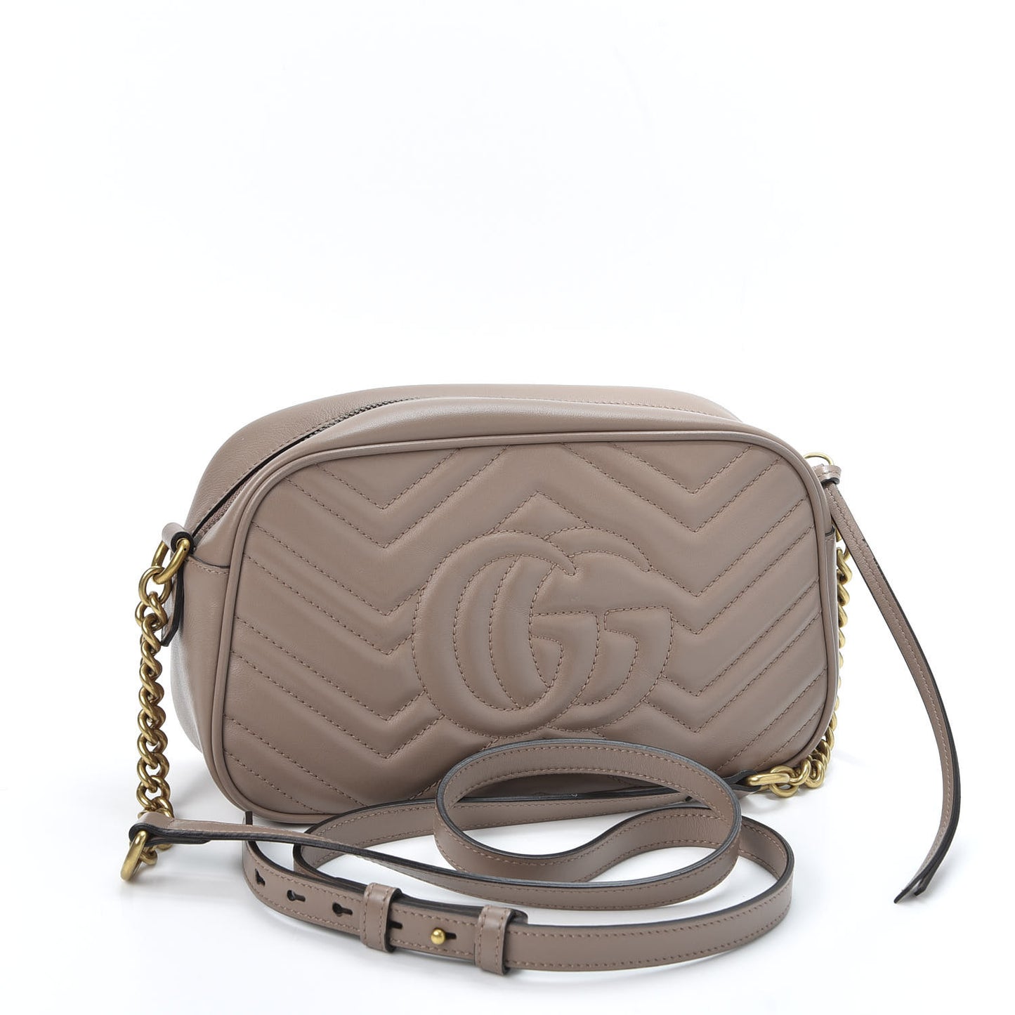 Calfskin Matelasse Small GG Marmont Chain Shoulder Bag Porcelain Rose
