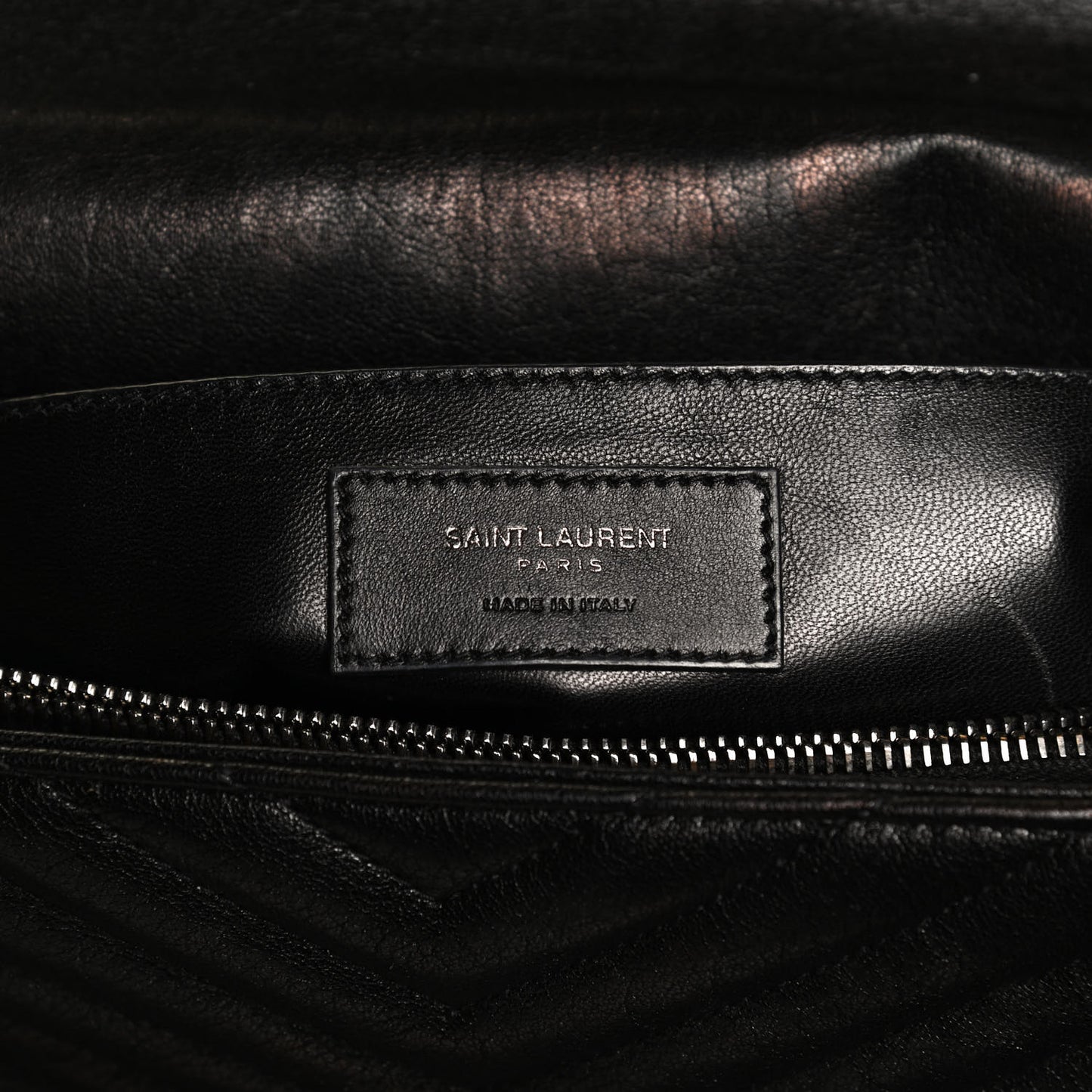 Sheepskin Matelasse Chevron Monogram Large College Satchel Black