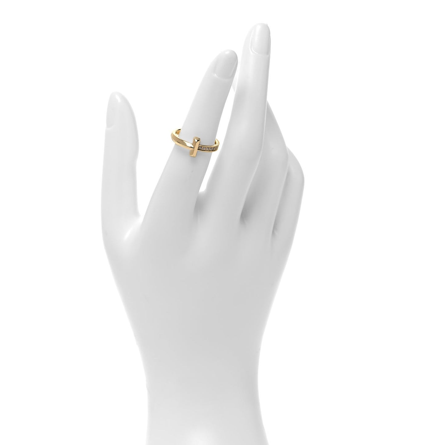 18K Yellow Gold Diamond T T1 Ring 49 5