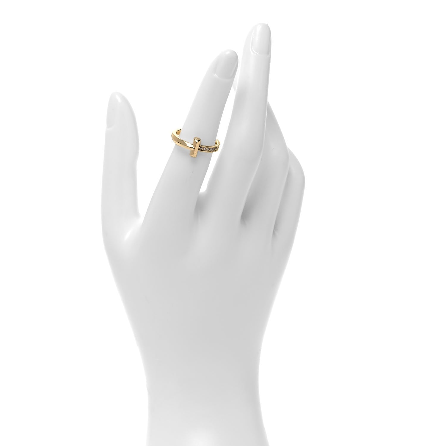 Tiffany 18K Yellow Gold Diamond T T1 Ring 49 5 2 of 5