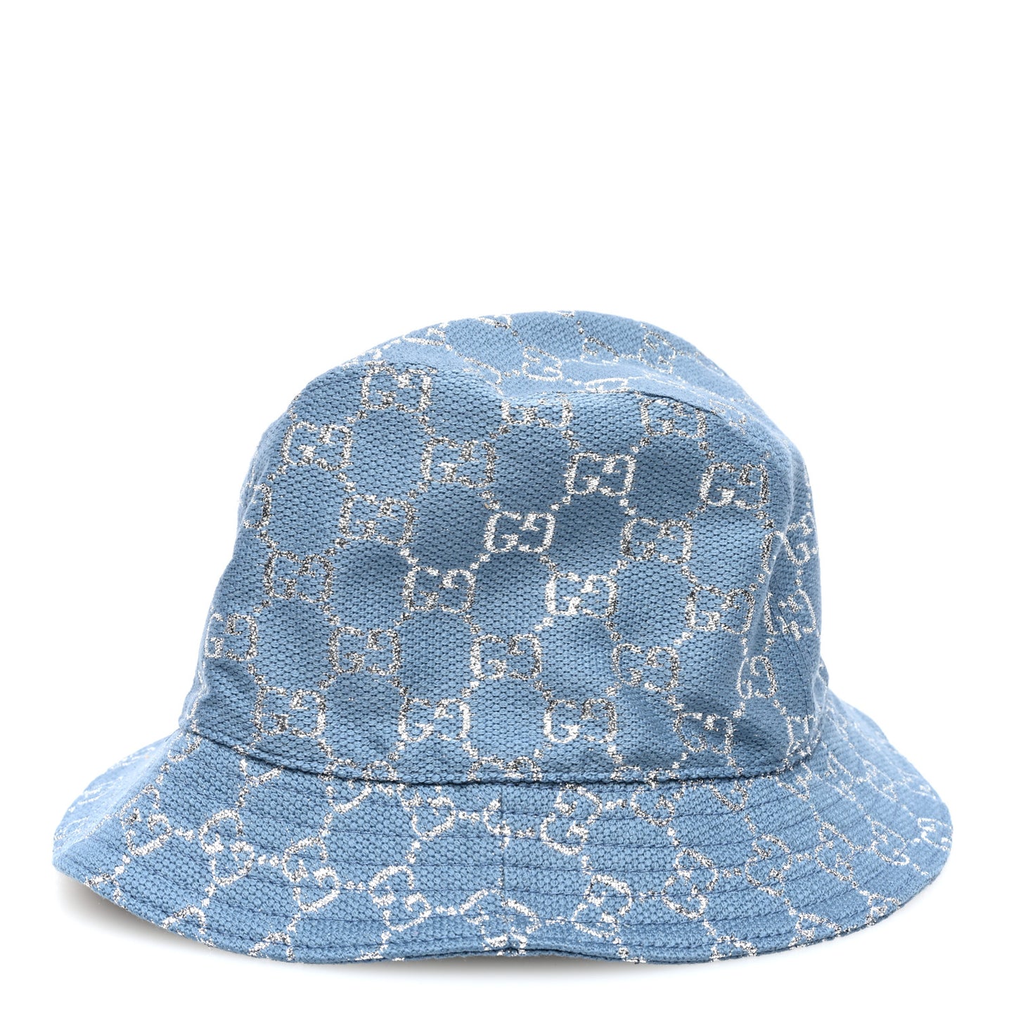 Canvas Lame GG Monogram Bucket Hat M Light Blue Silver
