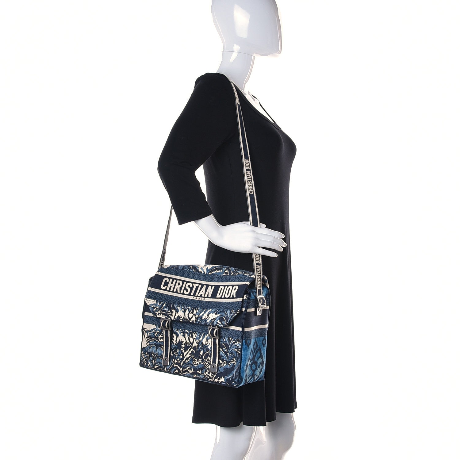 Christian Dior Canvas Embroidered Palm Tree Diorcamp Messenger Blue Multicolor 2 of 10