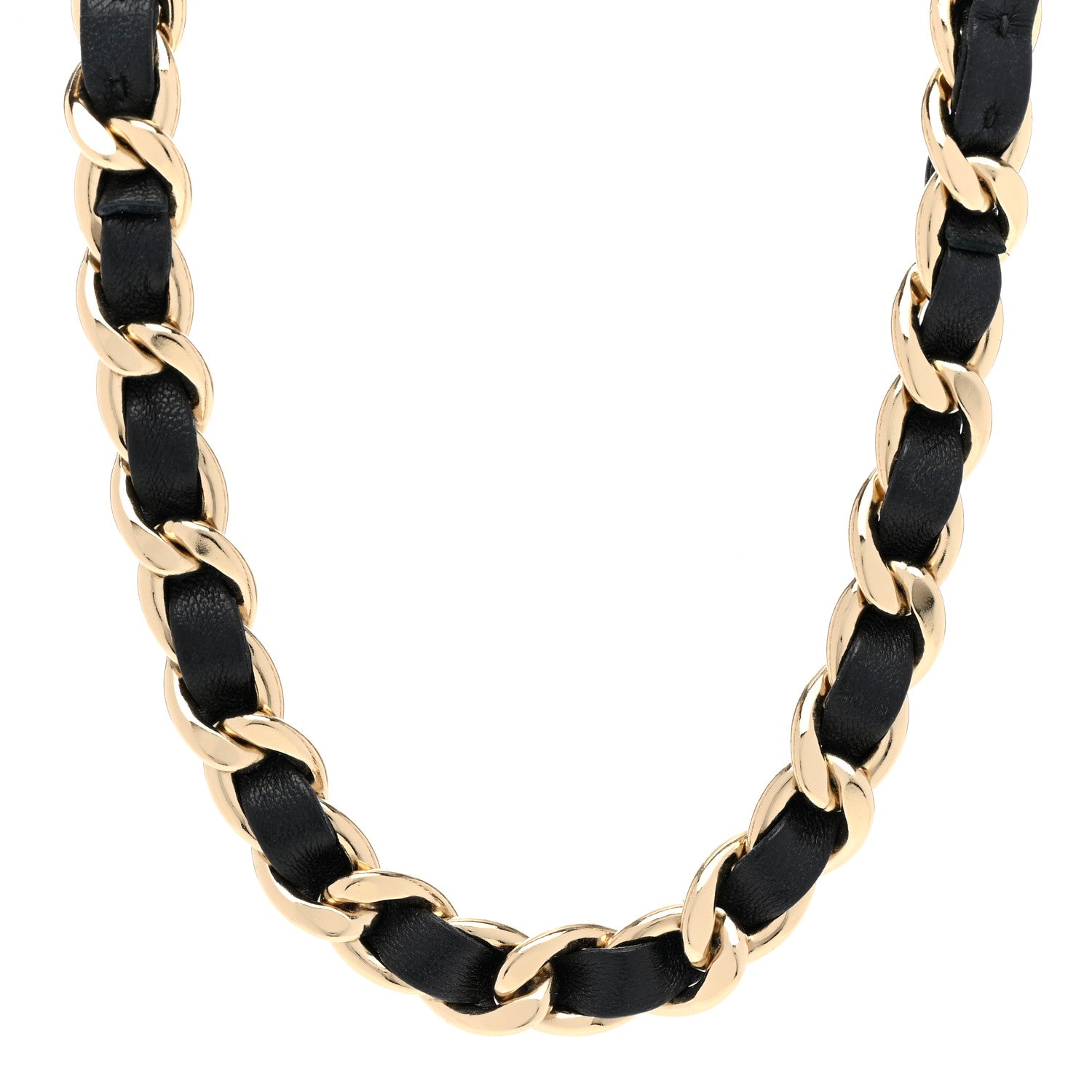 Chanel Metal Lambskin CC Chain Choker Necklace Black Gold 1 of 6