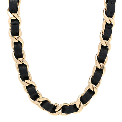 Chanel Metal Lambskin CC Chain Choker Necklace Black Gold 1 of 6