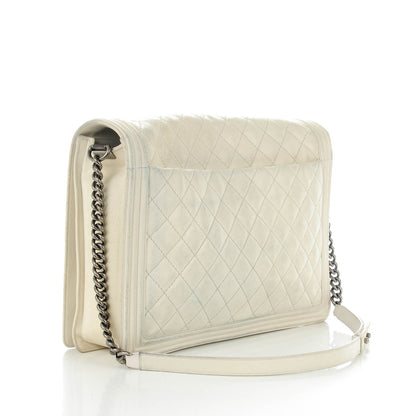 Chanel Goatskin Quilted Large Gentle Boy Flap Dark White 9 of 15