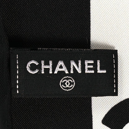 Chanel Silk Coco CC Square Scarf Black Ivory 4 of 6