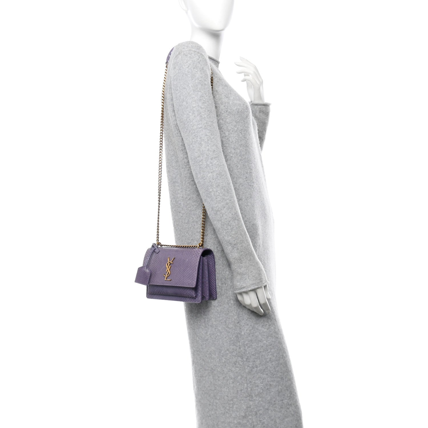 Saint Laurent Calfskin Snakeskin Small Monogram Sunset Purple 2 of 11