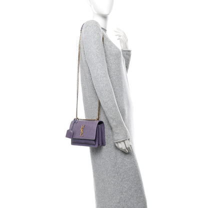 Saint Laurent Calfskin Snakeskin Small Monogram Sunset Purple 2 of 11