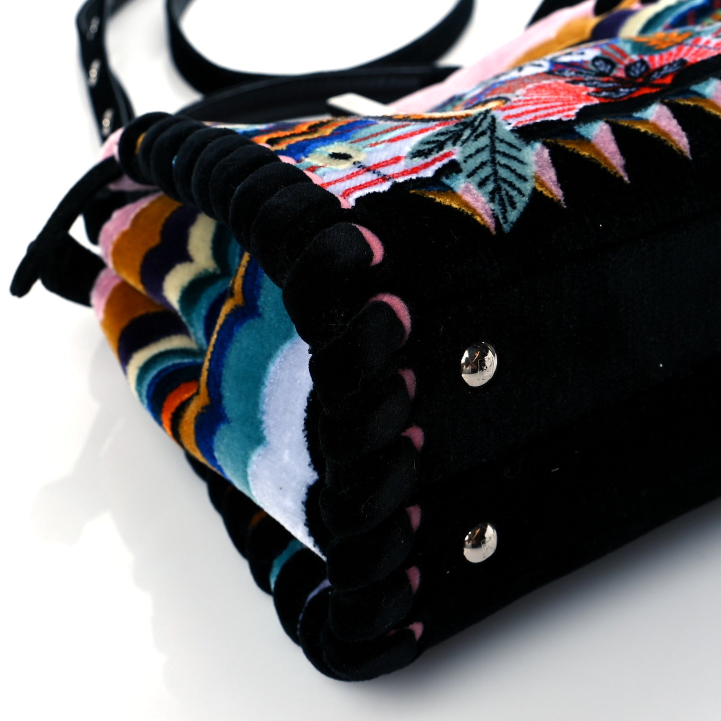 Velvet Embroidered Mini Peekaboo Iconic Satchel Black Multicolor