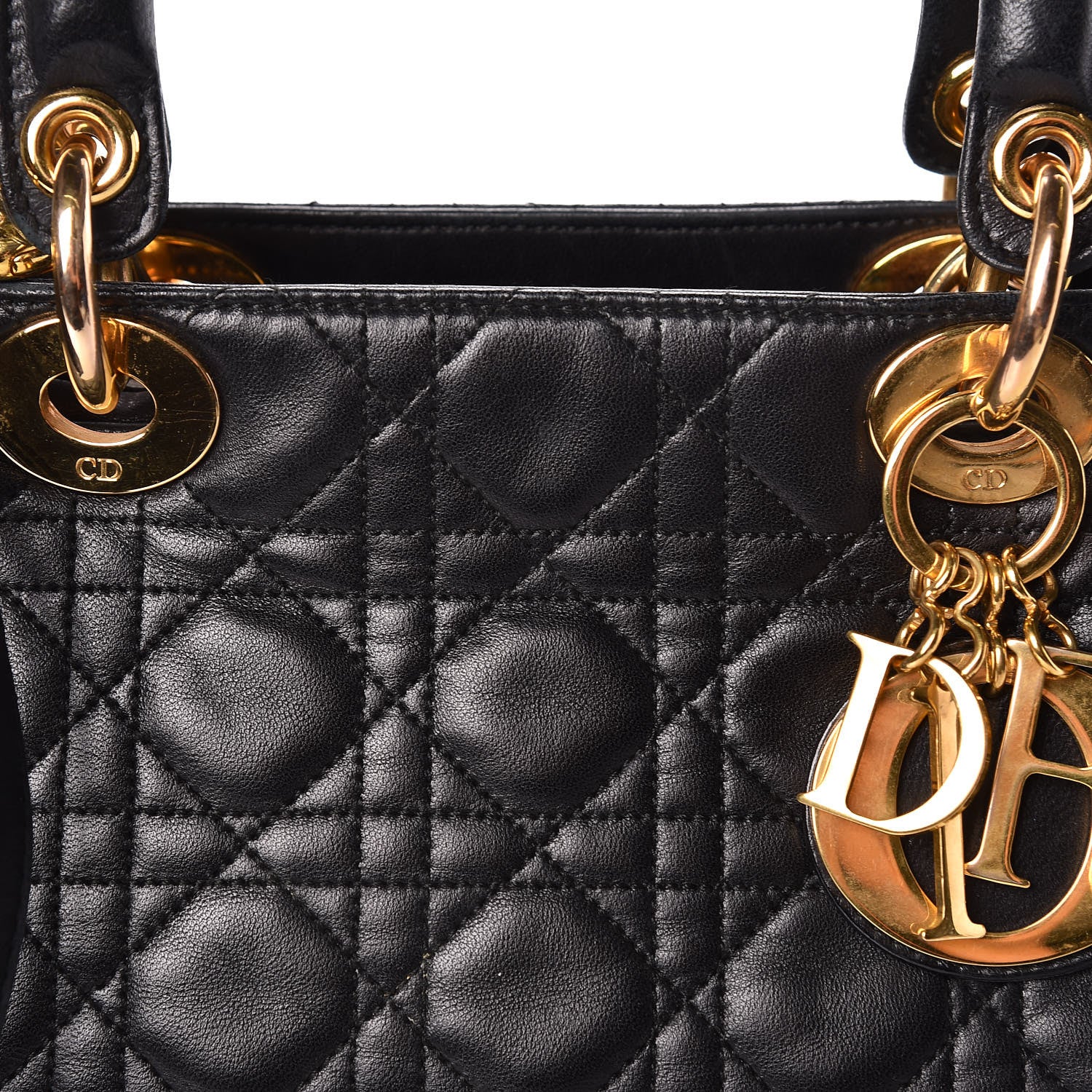Christian Dior Lambskin Cannage Large Lady Dior Black 13 of 17