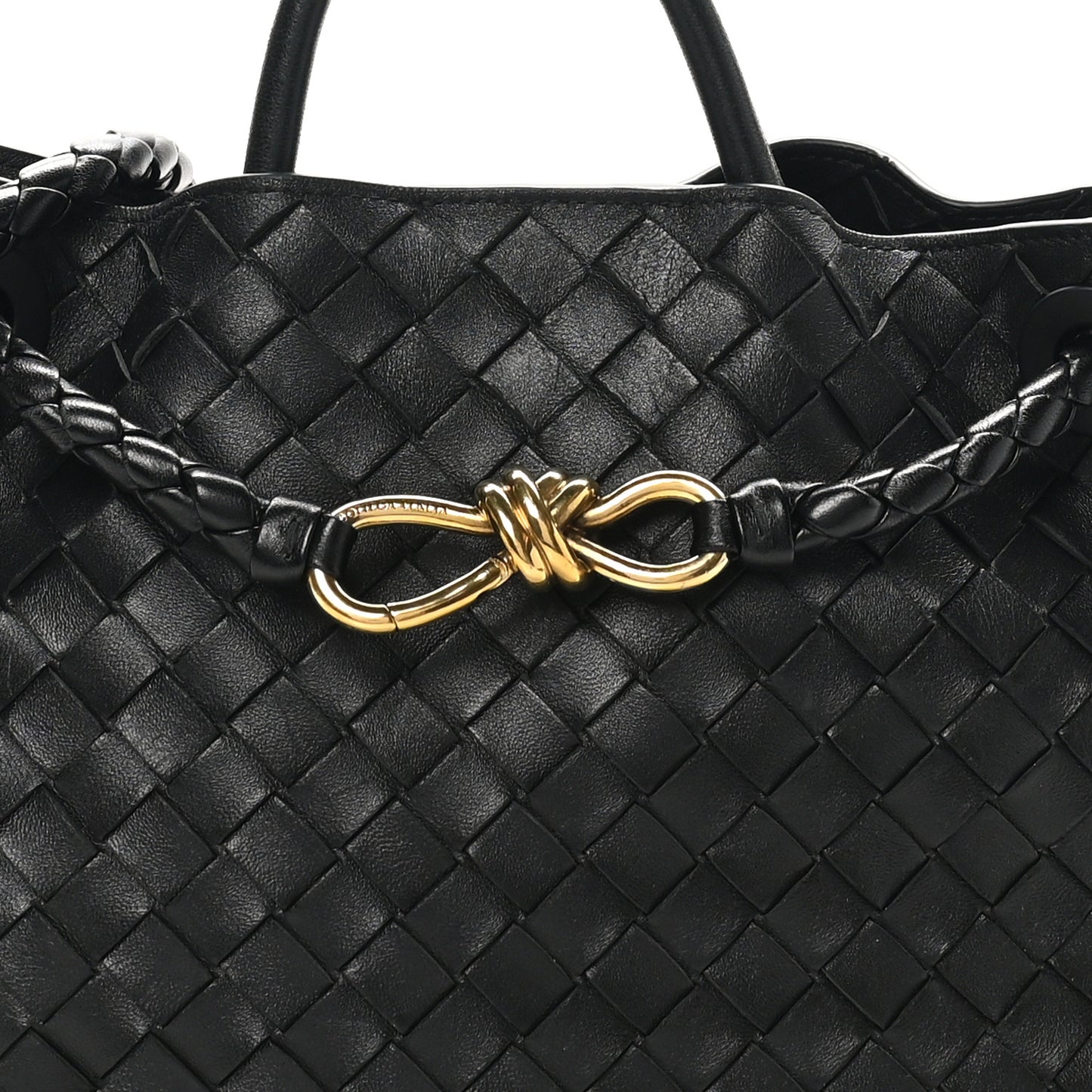 Nappa Intrecciato Medium Andiamo Shoulder Bag Black