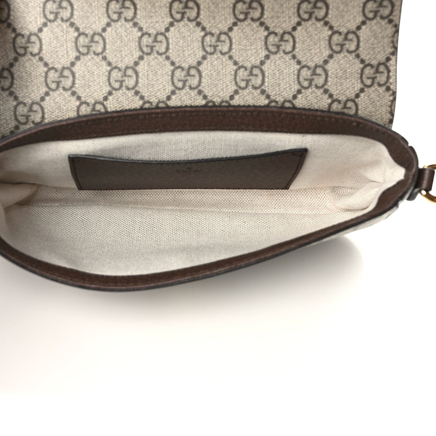 GG Supreme Monogram Textured Dollar Calfskin Web Mini Ophidia Envelope Shoulder Bag Beige Ebony