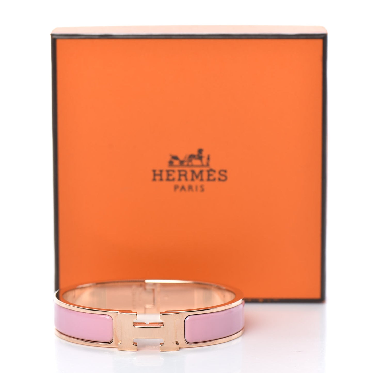 Enamel Narrow Clic Clac H Bracelet PM Rose Delirium