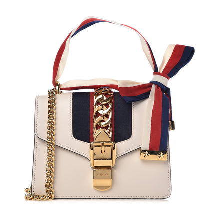 Gucci Calfskin Mini Sylvie Chain Shoulder Bag White 1 of 8